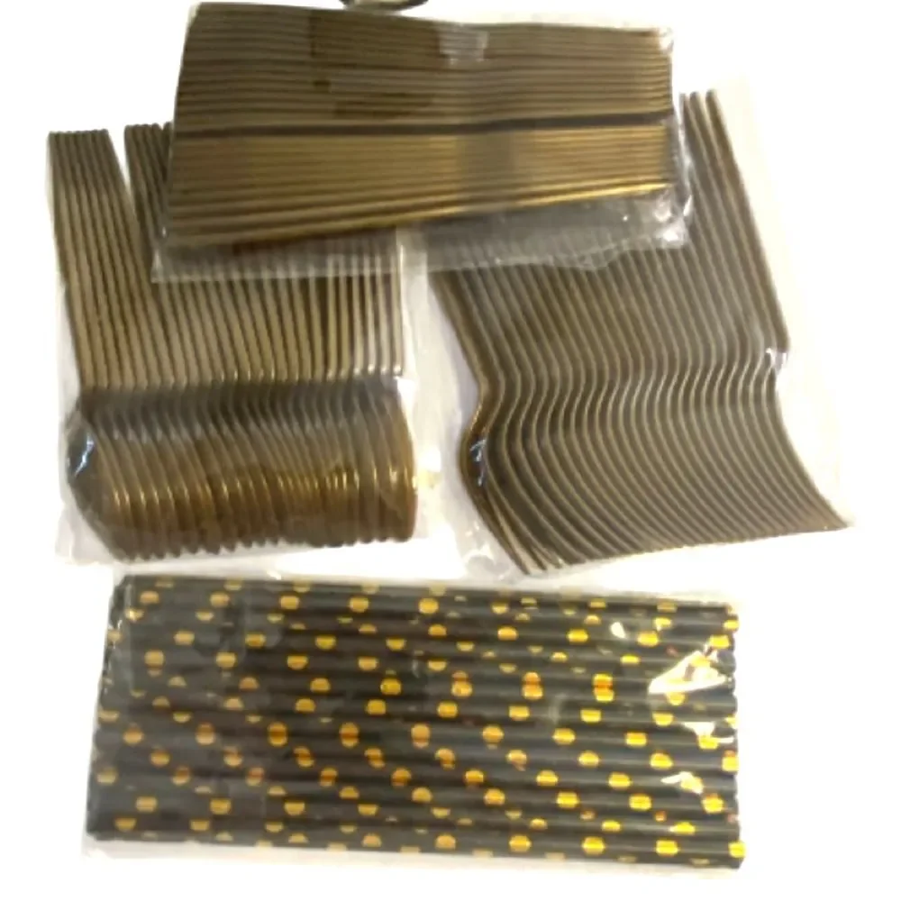 Happy Birthday Disposable Tableware Set Of 20 New Black and Gold Sealed